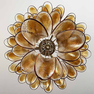 Aurora Lustre en Verre Murano Pétales Ambre