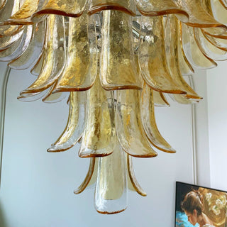 Aurora Lustre en Verre Murano Pétales Ambre