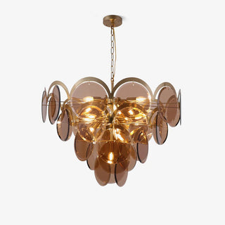 Lustra Lustre en Verre Ambre à Cercles Empilés