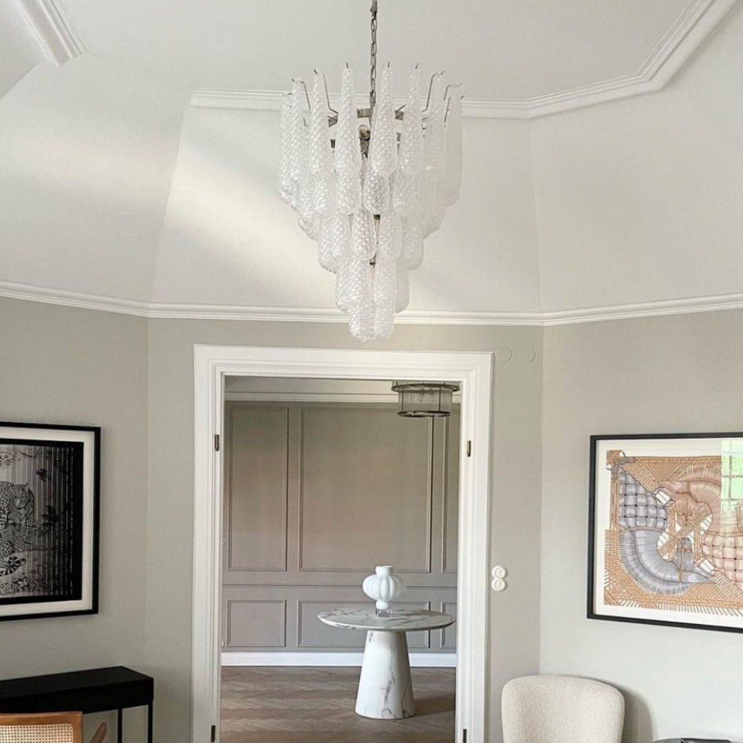 Dareva Lustre Transparent Murano Verre Goutte Rosée Superposé