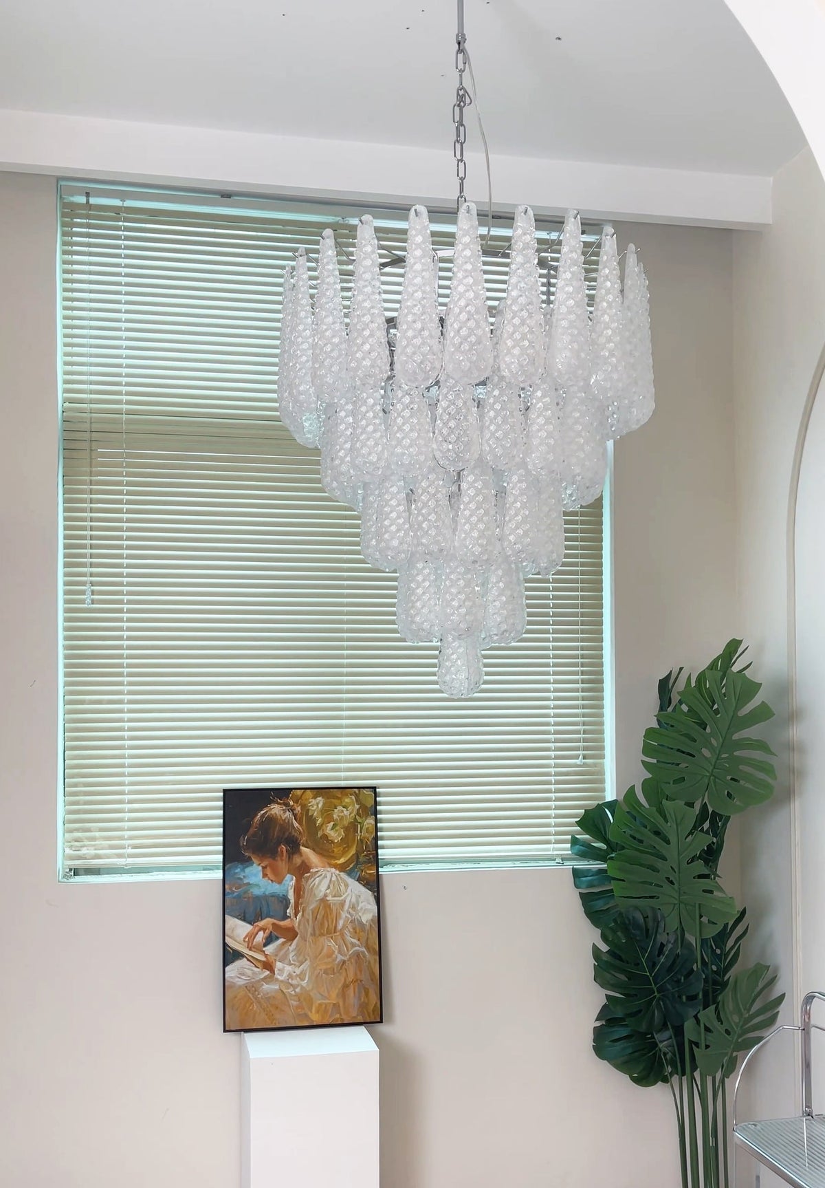 Dareva Lustre Transparent Murano Verre Goutte Rosée Superposé