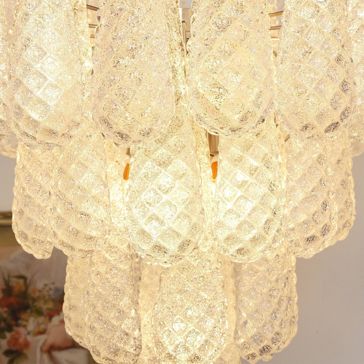 Dareva Lustre Transparent Murano Verre Goutte Rosée Superposé