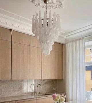 Lioralella Lustre Gouttes Claires Verre de Murano Cascade Diamant