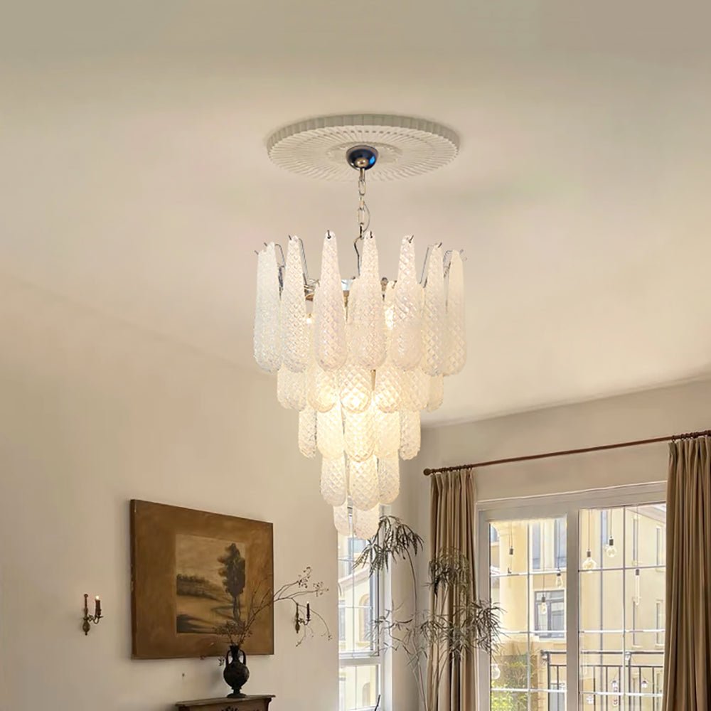 Lioralella Lustre Gouttes Claires Verre de Murano Cascade Diamant