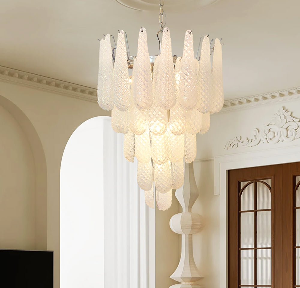 Lioralella Lustre Gouttes Claires Verre de Murano Cascade Diamant