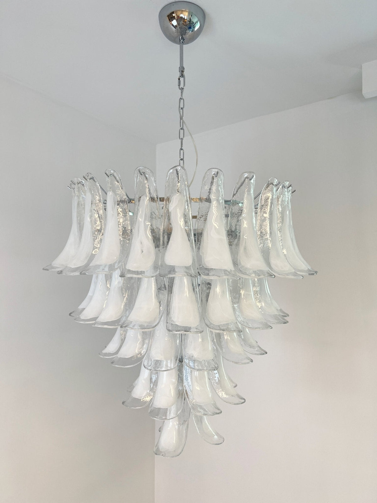 Varenisse Lustre Pétale en Verre Murano Transparent Vintage