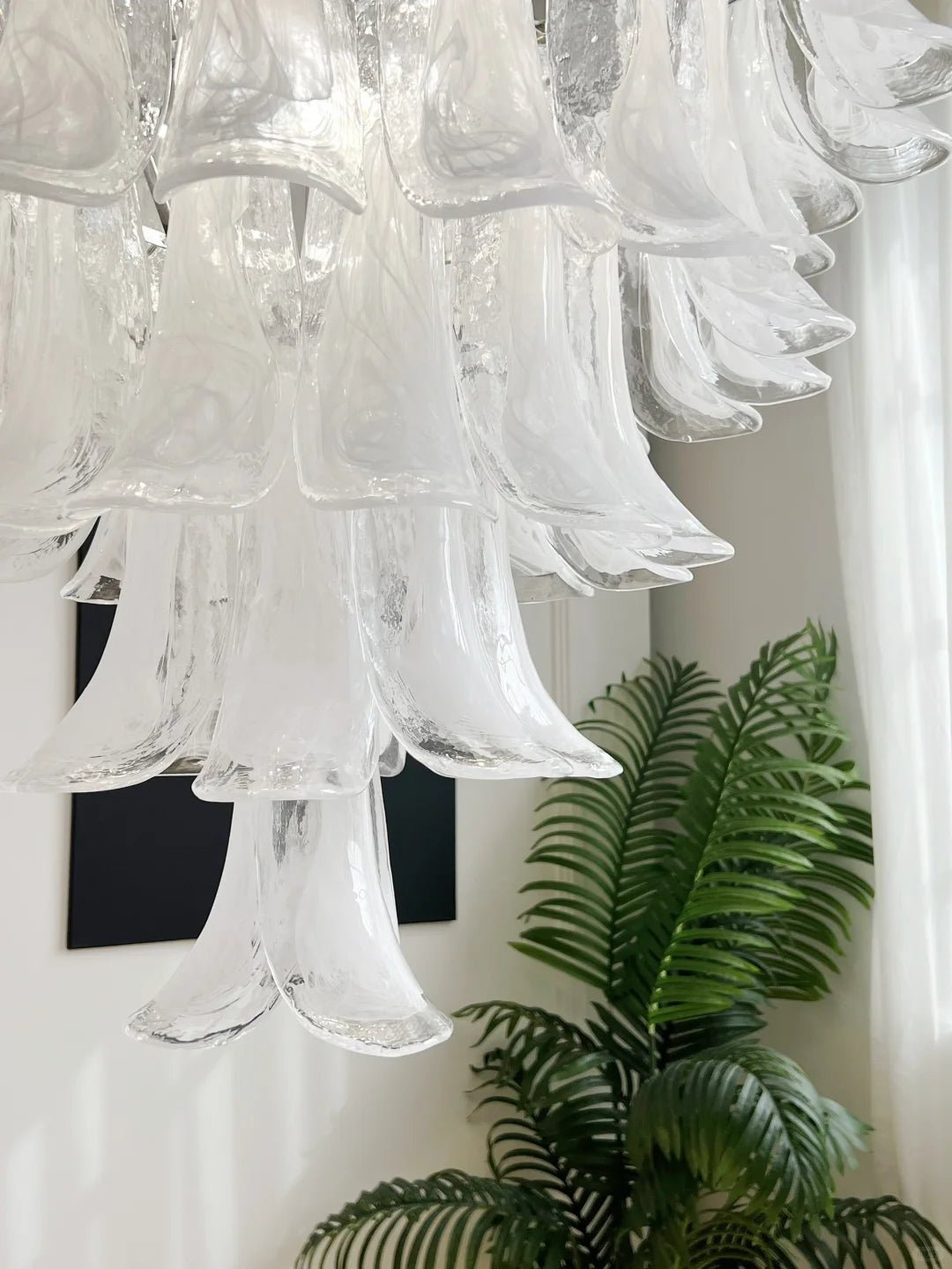 Varenisse Lustre Pétale en Verre Murano Transparent Vintage