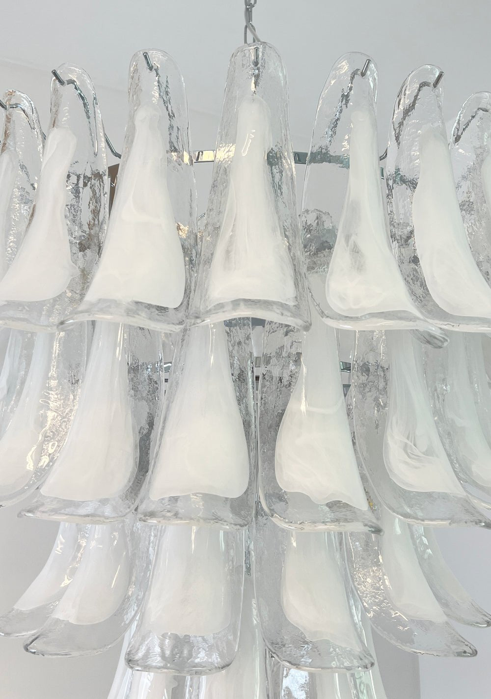 Varenisse Lustre Pétale en Verre Murano Transparent Vintage