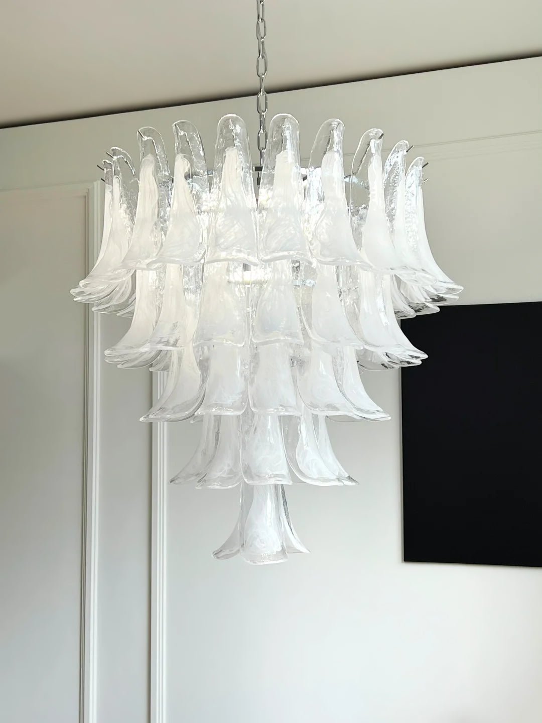 Varenisse Lustre Pétale en Verre Murano Transparent Vintage