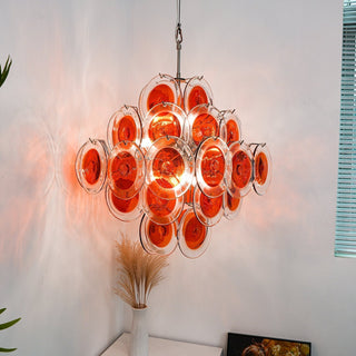 Aurora Lustre en Verre de Murano Orange Disque Superposé
