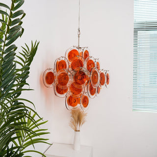 Aurora Lustre en Verre de Murano Orange Disque Superposé