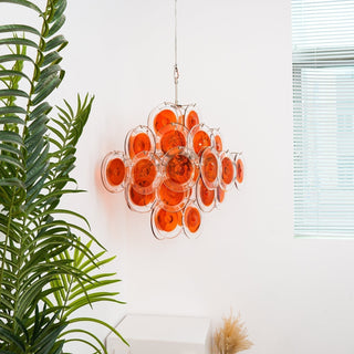 Aurora Lustre en Verre de Murano Orange Disque Superposé
