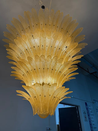 Glass Palmette Chandelier-Neutral Decor
