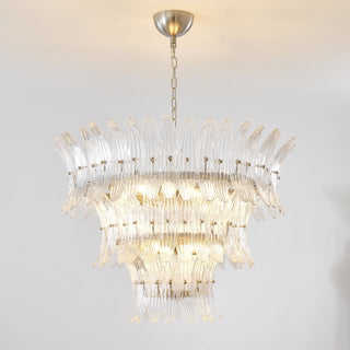 Glass Palmette Chandelier-Neutral Decor