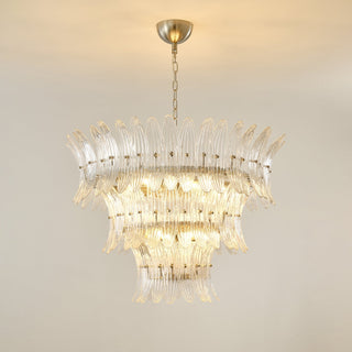 Glass Palmette Chandelier-Neutral Decor