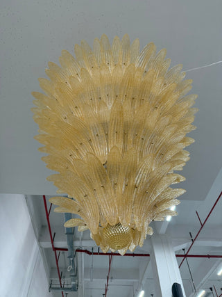 Glass Palmette Chandelier-Neutral Decor
