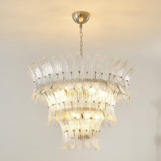 Glass Palmette Chandelier-Neutral Decor