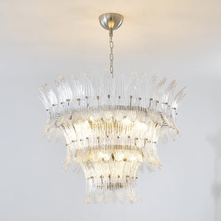 Glass Palmette Chandelier-Neutral Decor