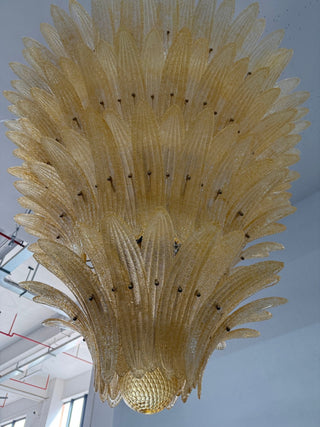 Glass Palmette Chandelier-Neutral Decor