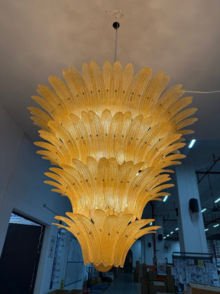 Glass Palmette Chandelier-Neutral Decor