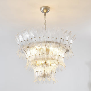 Glass Palmette Chandelier-Neutral Decor