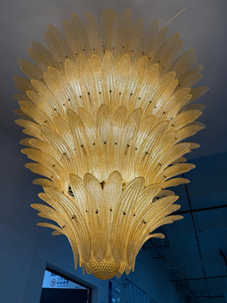 Glass Palmette Chandelier-Neutral Decor