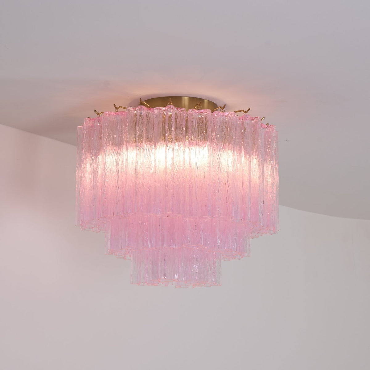 Wilana Lampe de Plafond en Verre Murano Rose Vintage