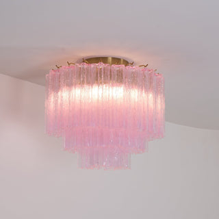 Aurora Lampe de Plafond en Verre Murano Rose Vintage