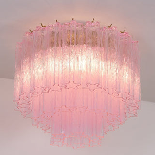 Aurora Lampe de Plafond en Verre Murano Rose Vintage