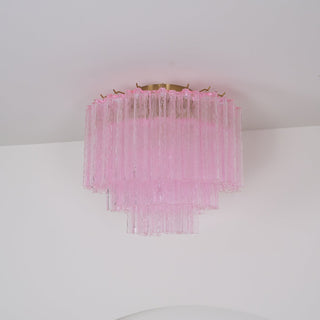 Aurora Lampe de Plafond en Verre Murano Rose Vintage