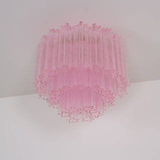 Aurora Lampe de Plafond en Verre Murano Rose Vintage