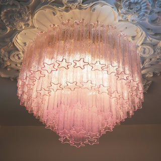 Aurora Lampe de Plafond en Verre Murano Rose Vintage