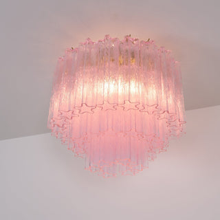 Aurora Lampe de Plafond en Verre Murano Rose Vintage
