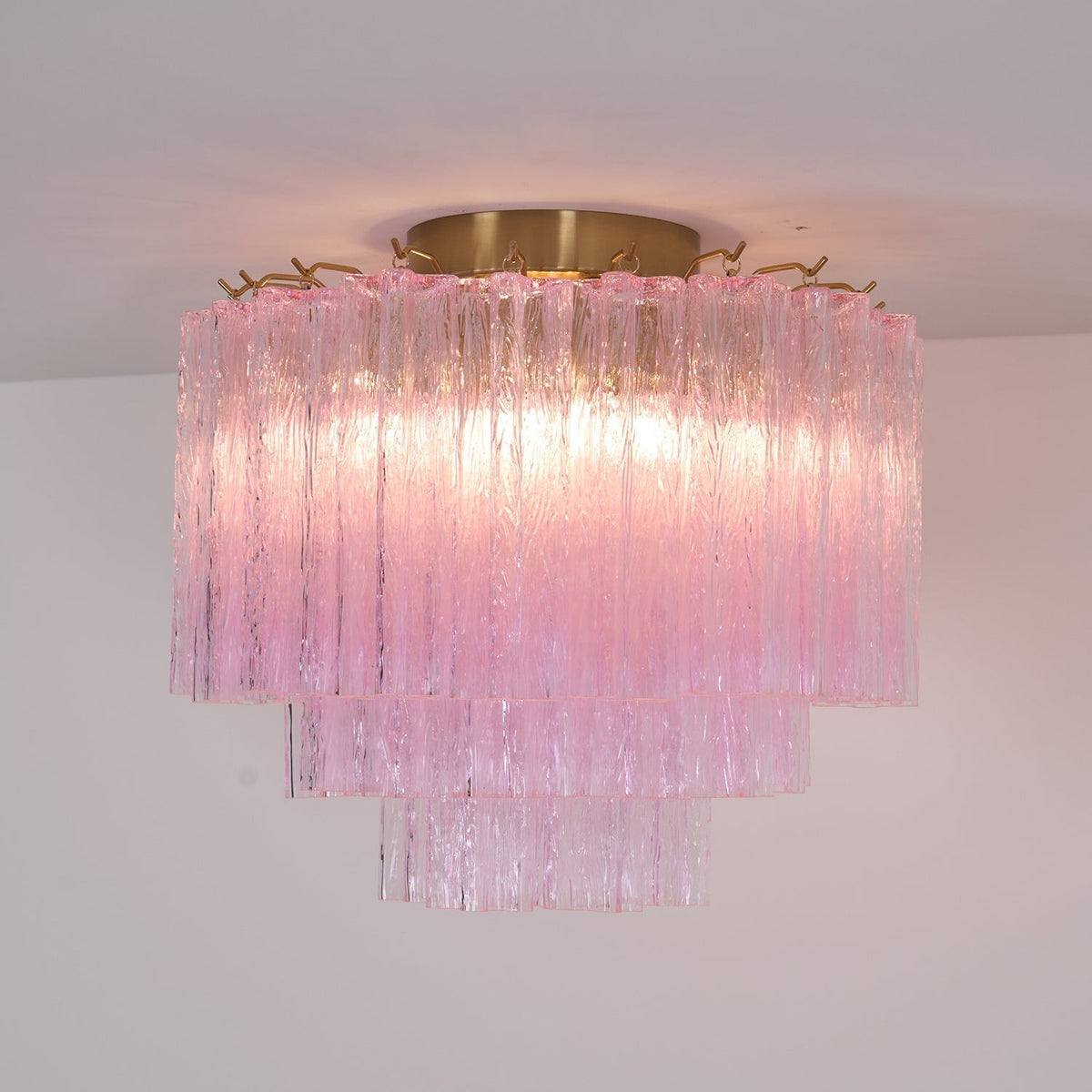 Wilana Lampe de Plafond en Verre Murano Rose Vintage
