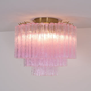 Aurora Lampe de Plafond en Verre Murano Rose Vintage