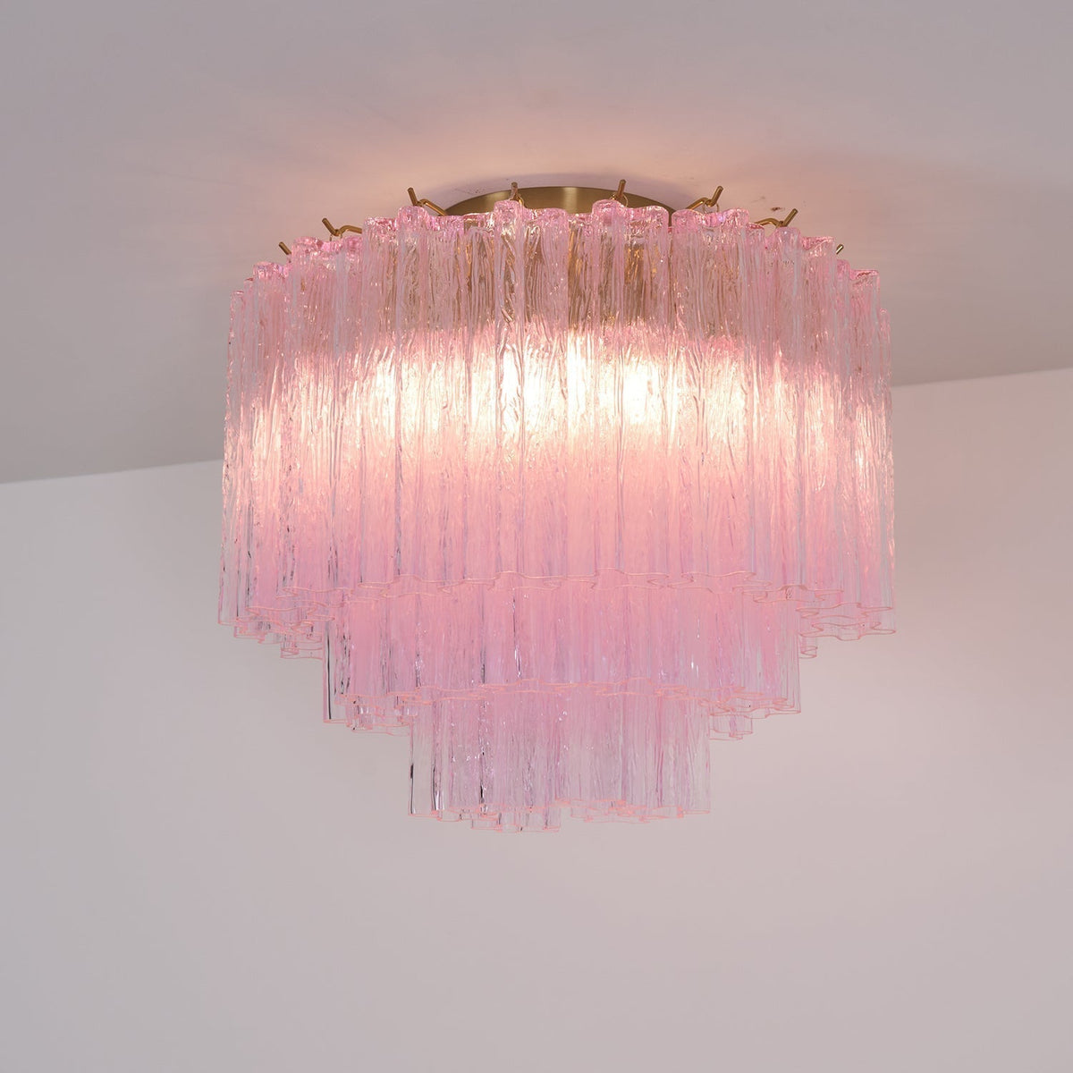 Wilana Lampe de Plafond en Verre Murano Rose Vintage