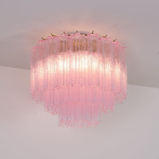 Aurora Lampe de Plafond en Verre Murano Rose Vintage