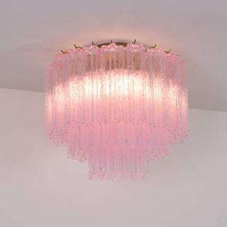 Aurora Lampe de Plafond en Verre Murano Rose Vintage