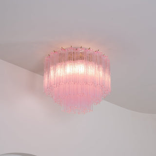 Aurora Lampe de Plafond en Verre Murano Rose Vintage