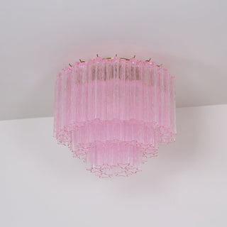 Aurora Lampe de Plafond en Verre Murano Rose Vintage