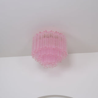 Aurora Lampe de Plafond en Verre Murano Rose Vintage