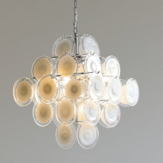 Aurora Lustre Blanc Murano Verre Disques Grappe