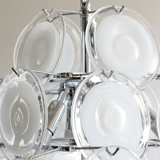 Aurora Lustre Blanc Murano Verre Disques Grappe