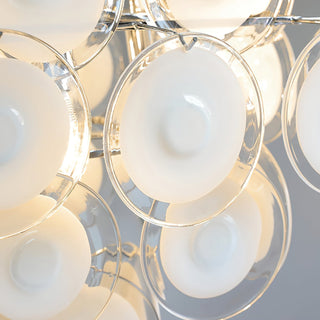 Aurora Lustre Blanc Murano Verre Disques Grappe