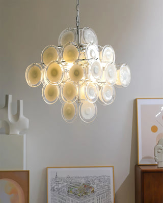 Aurora Lustre Blanc Murano Verre Disques Grappe