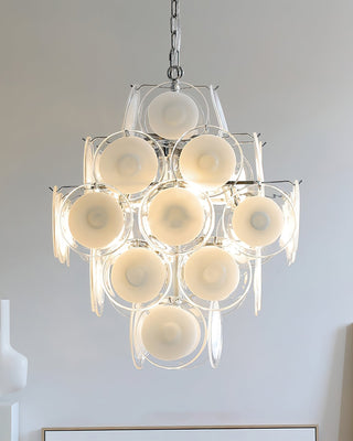 Aurora Lustre Blanc Murano Verre Disques Grappe