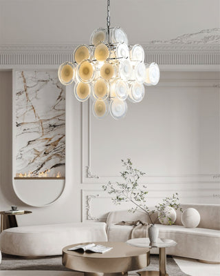Aurora Lustre Blanc Murano Verre Disques Grappe