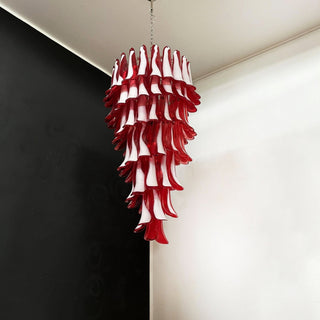 Aurora Lustre en Verre de Murano Rouge et Blanc