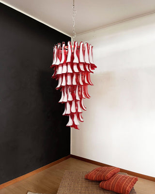 Aurora Lustre en Verre de Murano Rouge et Blanc