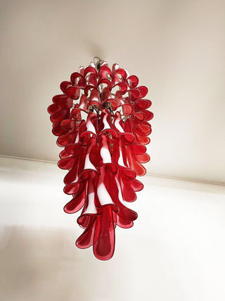 Aurora Lustre en Verre de Murano Rouge et Blanc